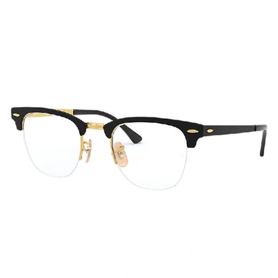 Ray Ban Clubmaster Metal Optics Eyeglasses Black Frame Clear Lenses 50-22 In Black