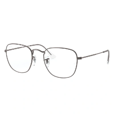 Ray Ban Frank Optics Eyeglasses Gunmetal Frame Clear Lenses Polarized 51-20 In Gunmetal