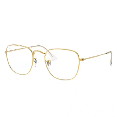 Ray Ban Frank Optics Eyeglasses Gold Frame Clear Lenses Polarized 51-20 In Gold