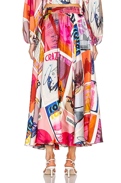 Shop Zimmermann Wavelength Swing Skirt In Pink Poster Print
