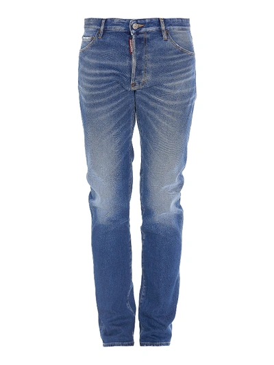 Shop Dsquared2 Faded Stretch Denim Jeans In Medium Wash