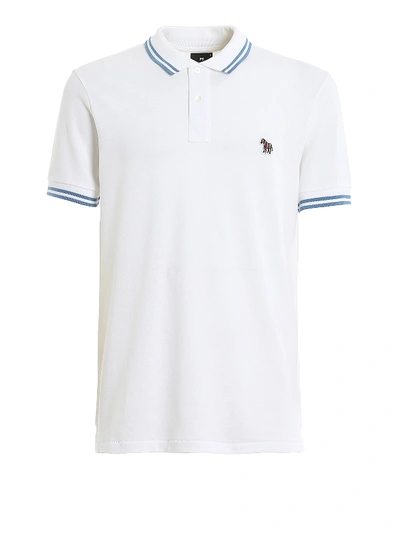 Shop Paul Smith Pique Polo With Patch And Striped Trims In White