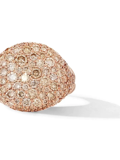Shop David Yurman 18kt Rose Gold Chevron Pavé Cognac Diamond Pinky Ring In D8racd