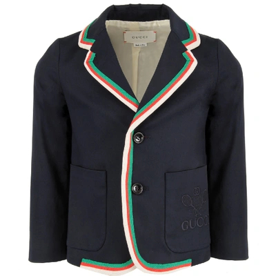 Shop Gucci Blue Boy Jacket With Double Gg In Urban Blue