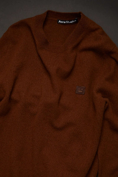 Shop Acne Studios Crewneck Wool Sweater Dark Brown