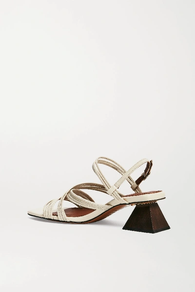 Shop Souliers Martinez Penelope 55 Leather Slingback Sandals In White