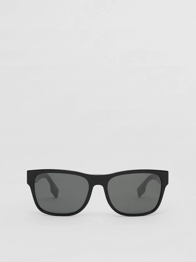 Shop Burberry Logo Appliqué Square Frame Sunglasses In Black