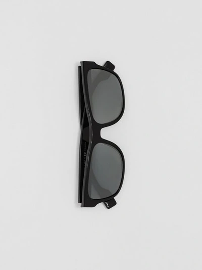 Shop Burberry Logo Appliqué Square Frame Sunglasses In Black