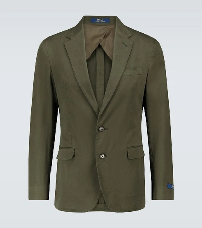 Shop Polo Ralph Lauren Single-breasted Cotton Blazer In Green