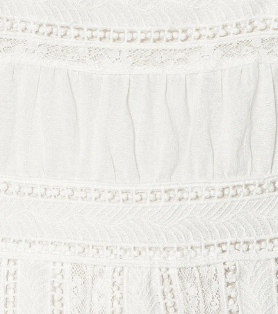 Shop Polo Ralph Lauren Lace-trimmed Midi Dress In White