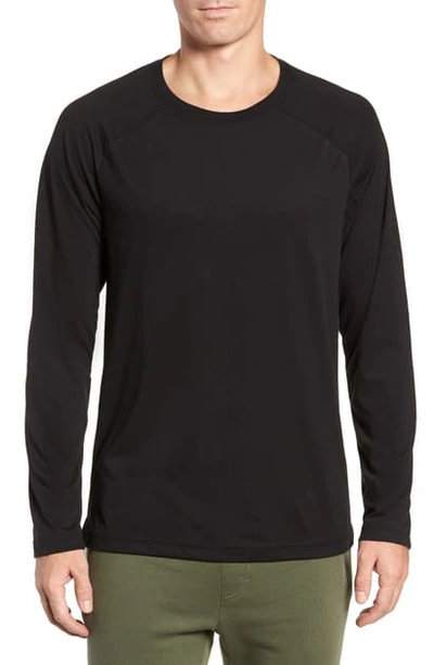 Shop Alo Yoga Triumph Raglan Long Sleeve T-shirt In Solid Black Triblend