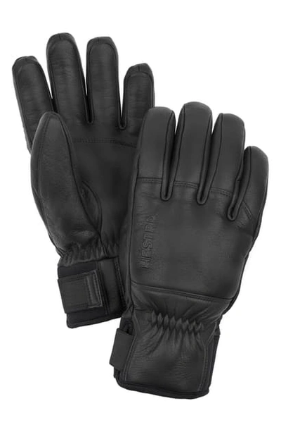 Shop Hestra Omni Leather Gloves In Black