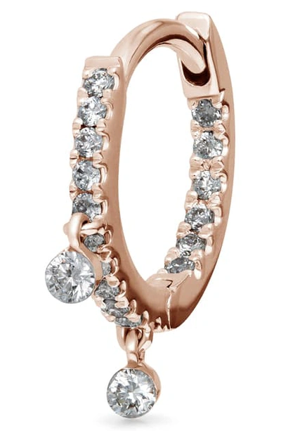 Maria Tash Double Dangle Diamond Eternity Clicker In Rose Gold