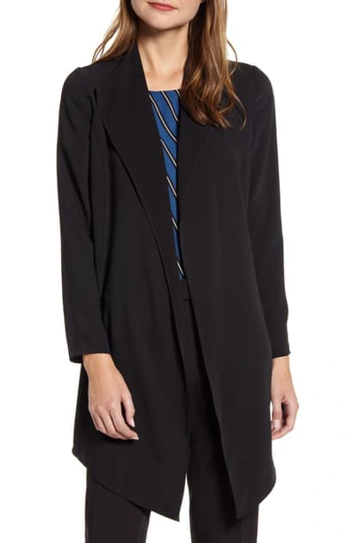 Shop Anne Klein Drape Front Long Jacket In Anne Black