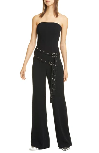 Shop Cinq À Sept Jessi Double Belt Strapless Jumpsuit In Black