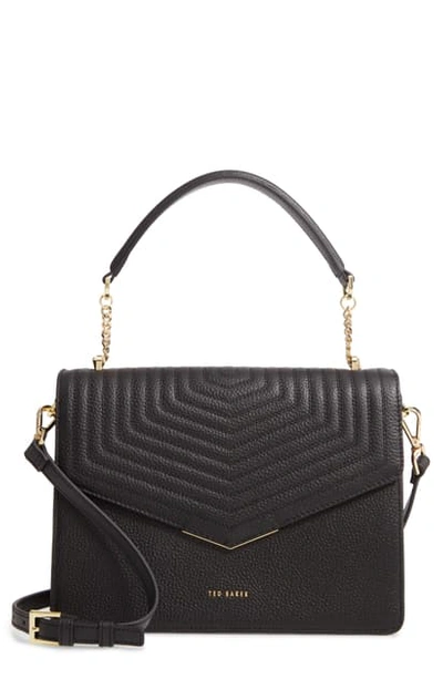 Shop Ted Baker Brittni Top Handle Leather Envelope Bag In Black