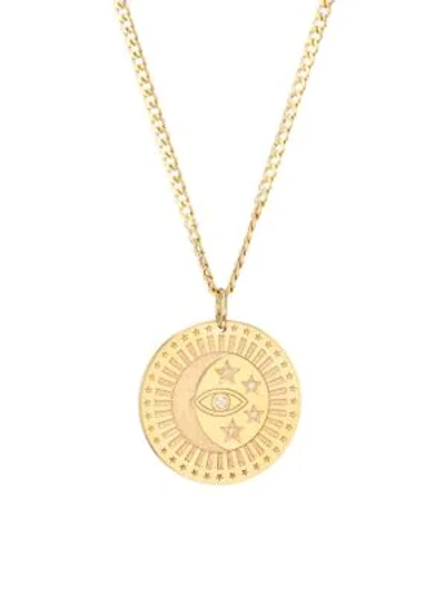 Shop Zoë Chicco Medium 14k Yellow Gold & Diamond Celestial Protection Pendant Necklace