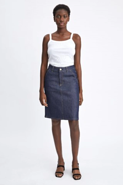 Filippa K Alicia Raw Denim Skirt In Dark Blue | ModeSens