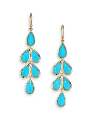 Shop Ippolita Women's Rock Candy Turquoise & 18k Yellow Gold Linear Cascade Earrings In Gold Turquoise