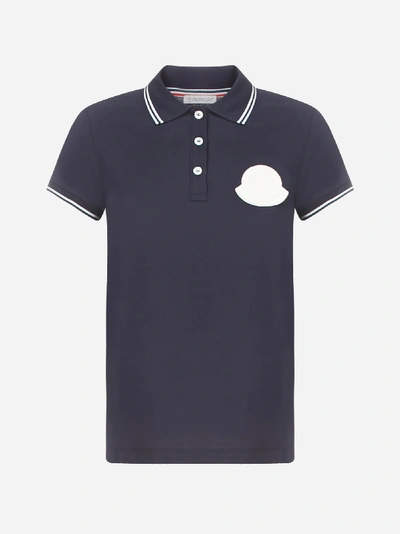 Shop Moncler Polo In Cotone Con Logo-patch