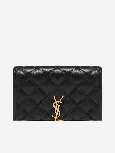 Shop Saint Laurent Becky Monogram Quilted Leather Wallet-bag