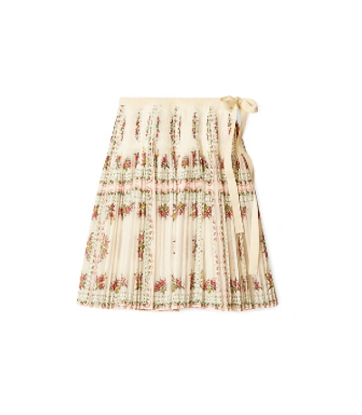 Shop Tory Burch Pleated Tie-wrap Skirt In Garden Veil