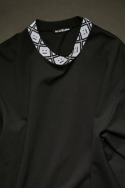 Shop Acne Studios Face Motif Mock Neck T-shirt Black
