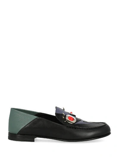 Shop Fendi Loafers In Black, Green, Purple