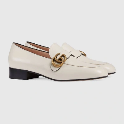 Shop Gucci Women's Loafer With Double G In White Leather