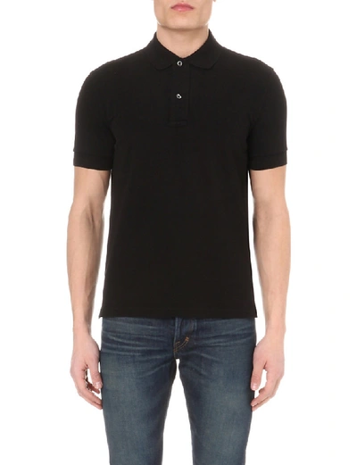 Shop Tom Ford Short-sleeved Cotton-piqué Polo Shirt In Navy