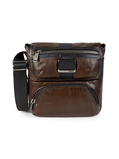 Shop Tumi Barton Leather Crossbody Bag In Dark Brown