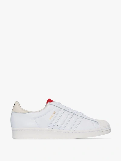 Shop Adidas Originals White Superstar Leather Sneakers