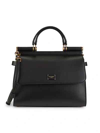 Shop Dolce & Gabbana Sicily Leather Satchel In Black