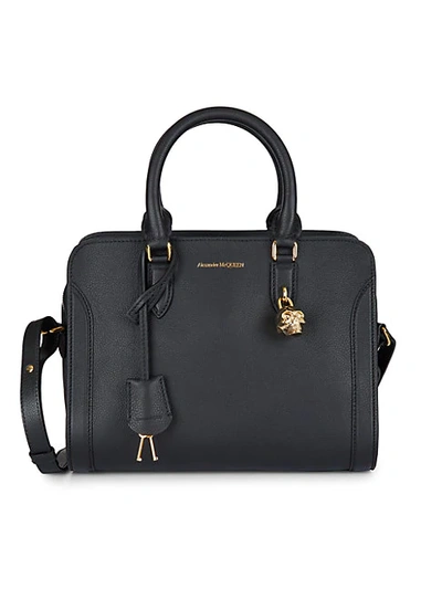 Shop Alexander Mcqueen Women's Small Pebbled Leather Top Handle Bag In Black