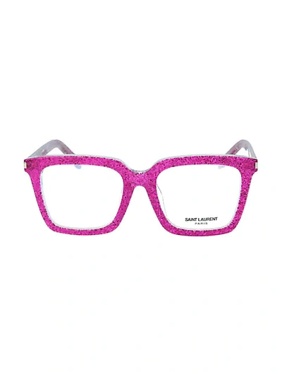 Shop Saint Laurent 52mm Square Optical Glasses In Fuchsia
