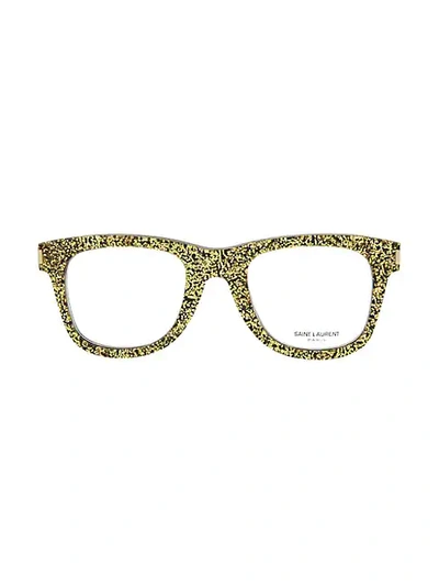 Shop Saint Laurent 48mm Square Optical Glasses In Gold