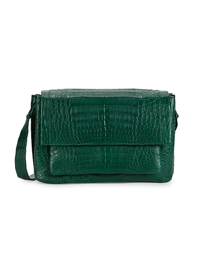 Shop Nancy Gonzalez Medium Crocodile Leather Messenger Bag In Green