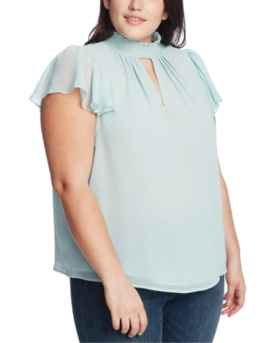 Shop 1.state Plus Size Smocked Flutter-sleeve Top In Dusty Mint
