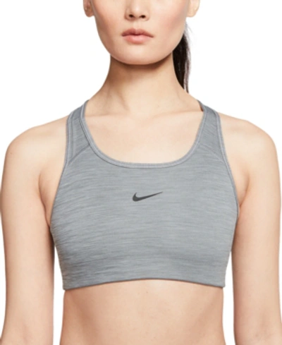 Shop Nike Women's 1-piece Pad Medium Impact Sports Bra In Smoke Grey/pure/black