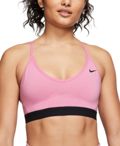 Shop Nike Women's Indy Light-support Compression Sports Bra In Magic Flamingo/pure/magic Flamingo/black