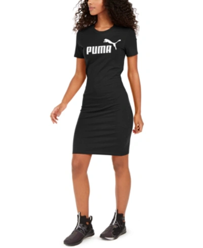 Shop Puma Women's Ess Logo Fitted T-shirt Dress In Black