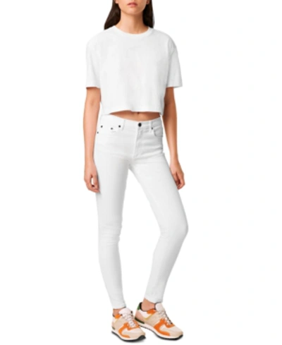 Shop French Connection Sahanna Cotton Cropped T-shirt In Linen White