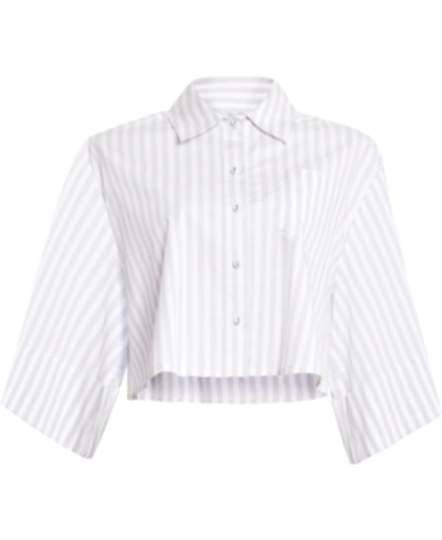 Shop Bcbgmaxazria Pinstriped Boxy Shirt In White Combo