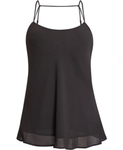 Shop Bcbgmaxazria Georgette Draped Tank In Black