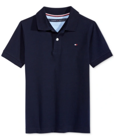 Shop Tommy Hilfiger Big Boys Logo Ivy Stretch Polo Shirt In Master Navy