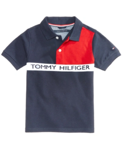 Shop Tommy Hilfiger Toddler Boys Colorblocked Polo Shirt In Swim Navy