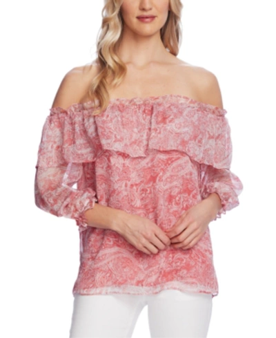 Shop Vince Camuto Petite Off-the-shoulder Top In Coral Blossom