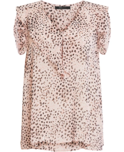 Shop Bcbgmaxazria Animal-print Cold-shoulder Top In Pink Rose-painted