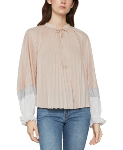 Shop Bcbgmaxazria Colorblocked Pleated Top In Bare Pink