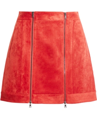 Shop Bcbgmaxazria Faux-suede Mini Skirt In Rustic